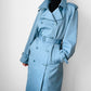 RESERVED!!! 1960s Powder Blue LONDON FOG Made in Canada Double-Breasted Belted Trench Coat - S/M/L