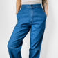 1990s Blue Chambray Flat Front Tapered Leg Trouser Pant - Waist 27