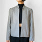 1970s Made in Canada Wool-Blend Grey Stripe Open-Front Blazer Jacket