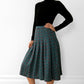 1980s Teal Patterned Pleated Fit and Flare Knit Skirt