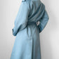 1960s Powder Blue LONDON FOG Made in Canada Double-Breasted Belted Trench Coat - S/M/L