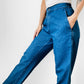 1990s Blue Chambray Flat Front Tapered Leg Trouser Pant - Waist 27