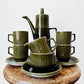 1960s MCM Mid-Century Modern Olive Green IMPACT British Staffordshire England Tea Set