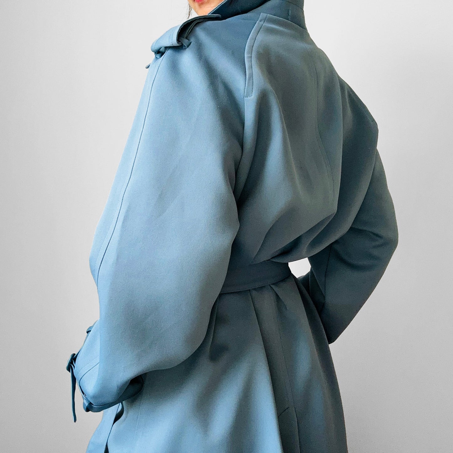 1960s Powder Blue LONDON FOG Made in Canada Double-Breasted Belted Trench Coat - S/M/L