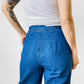 1990s Blue Chambray Flat Front Tapered Leg Trouser Pant - Waist 27