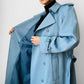1960s Powder Blue LONDON FOG Made in Canada Double-Breasted Belted Trench Coat - S/M/L