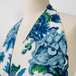 Upcycled Made-By-Me Vintage Handmade Blue and White Floral Chinoiserie Tied-Back Halter Crop Top