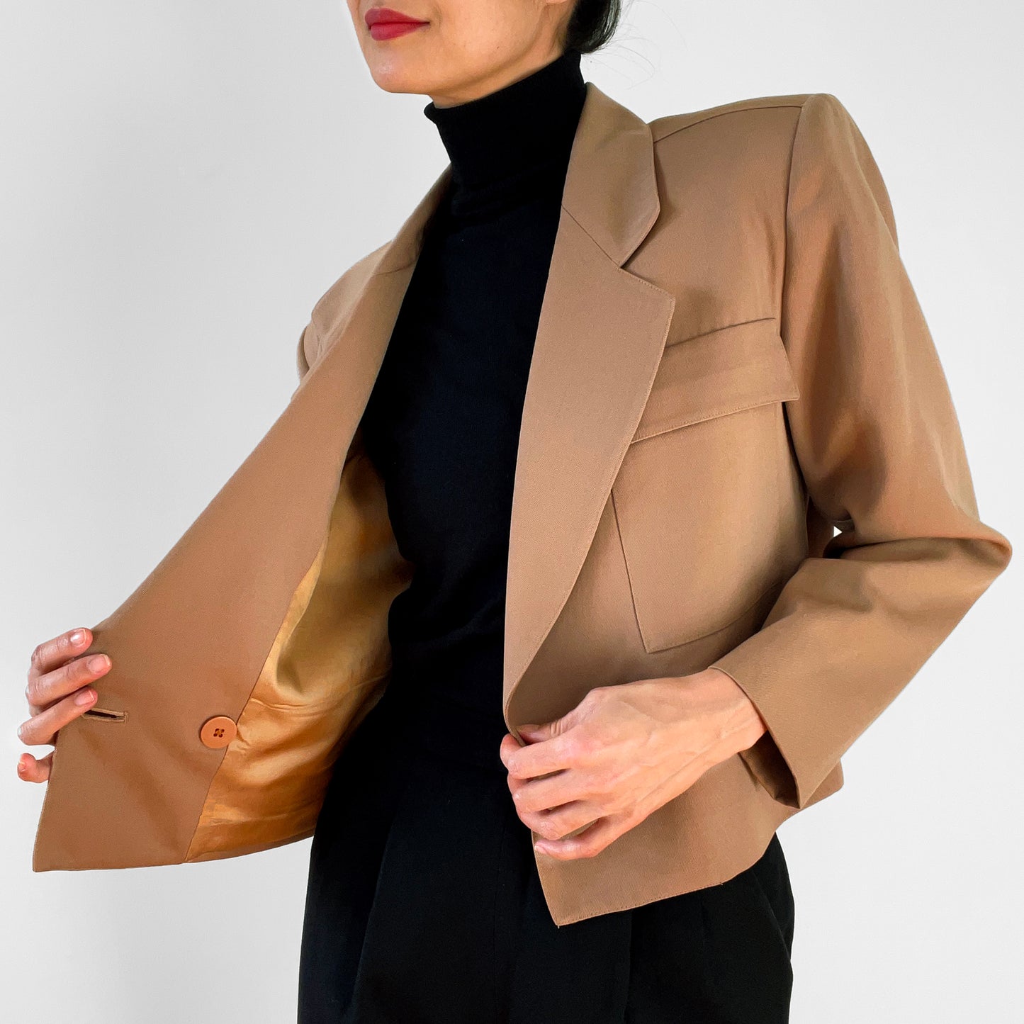 1980s Tan Wool Double-Breasted Christian Dior Blazer Jacket