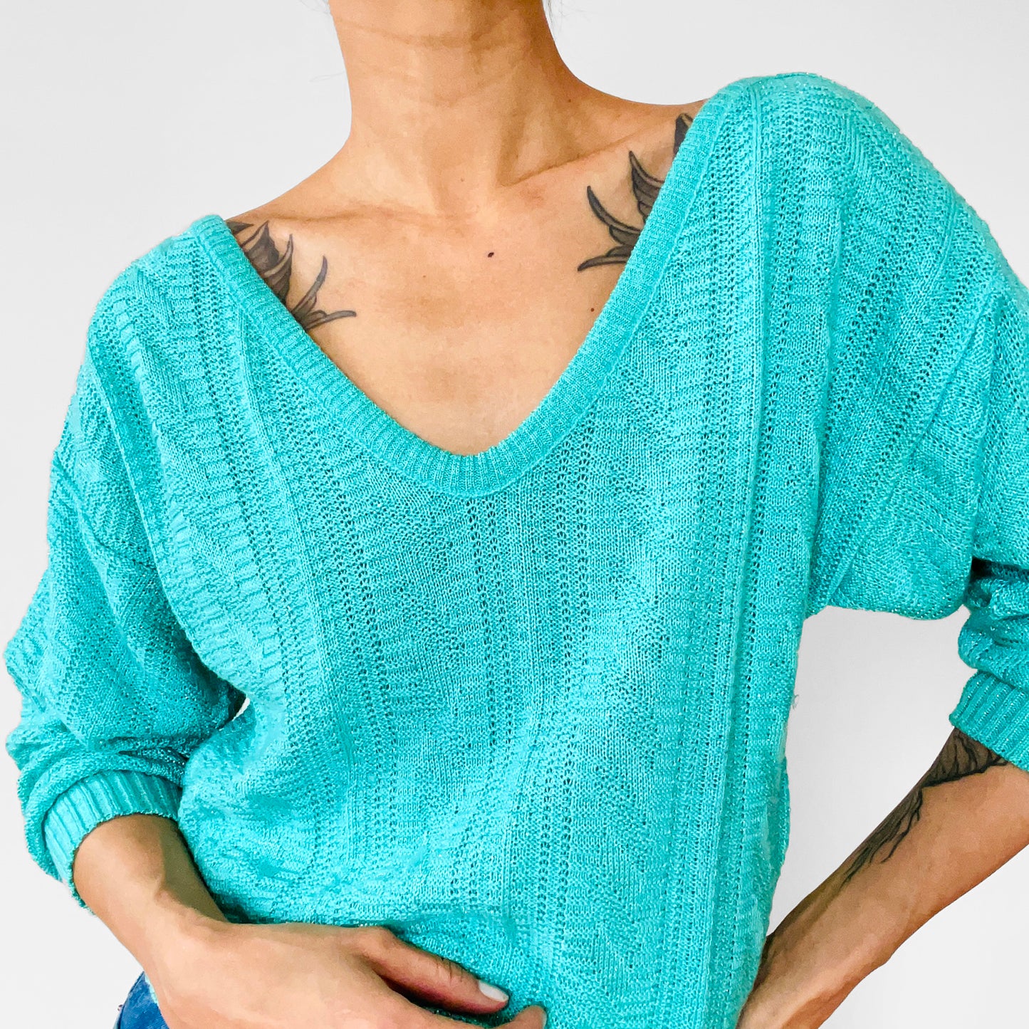 1980s Mint Green Lightweight Knit Pullover Sweater