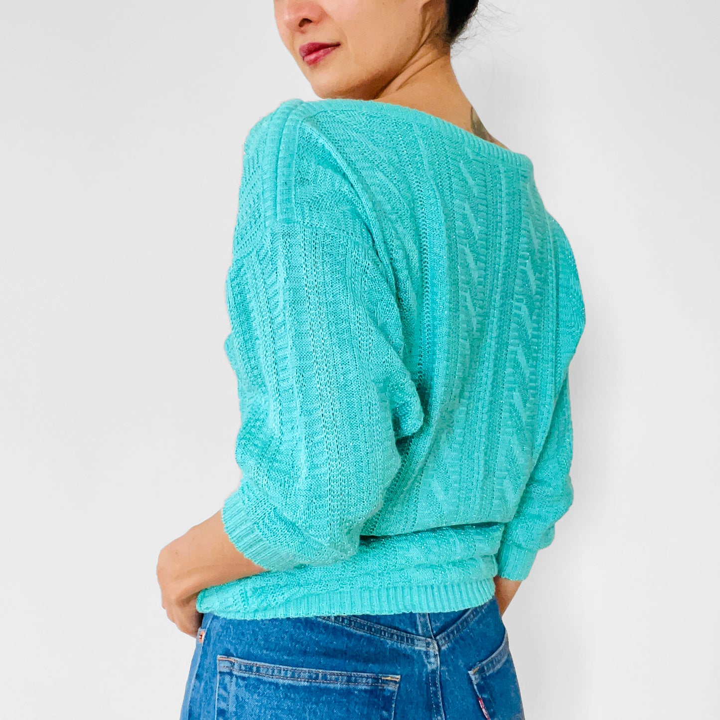 1980s Mint Green Lightweight Knit Pullover Sweater