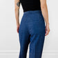 1980s Navy Flecked Wool Silk High-Waisted Pleated Tapered-Leg Trousers Pants