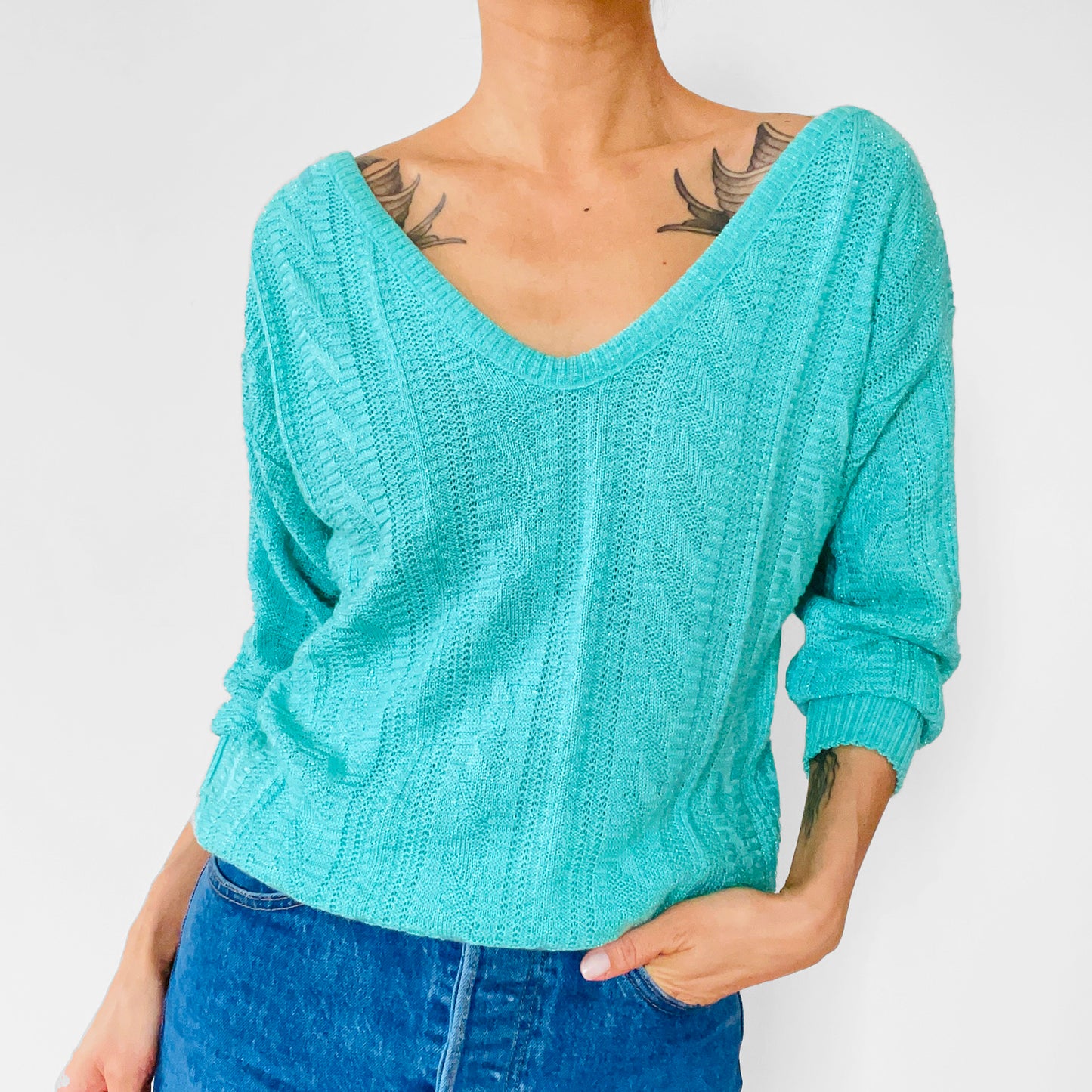 1980s Mint Green Lightweight Knit Pullover Sweater