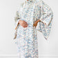 Chiffon White Silk-Crepe Floral Scenic Countryside Japanese Kimono Duster