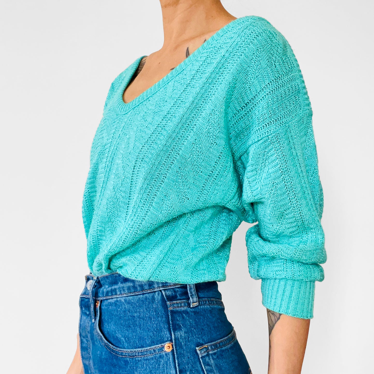 1980s Mint Green Lightweight Knit Pullover Sweater