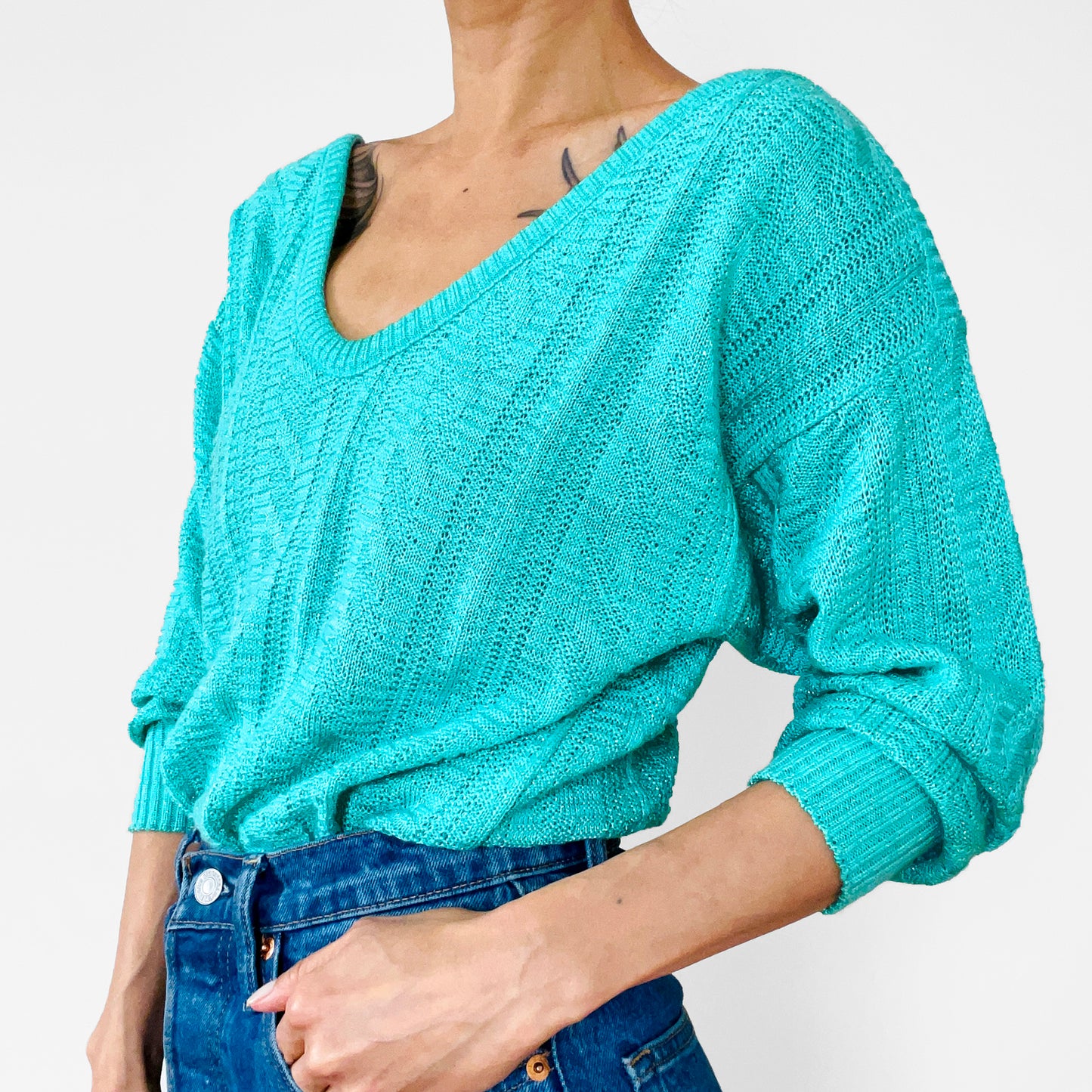 1980s Mint Green Lightweight Knit Pullover Sweater