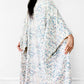 Chiffon White Silk-Crepe Floral Scenic Countryside Japanese Kimono Duster