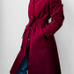 1970s Deep Wine Microfibre Faux Leather Belted Trench Coat - S/M