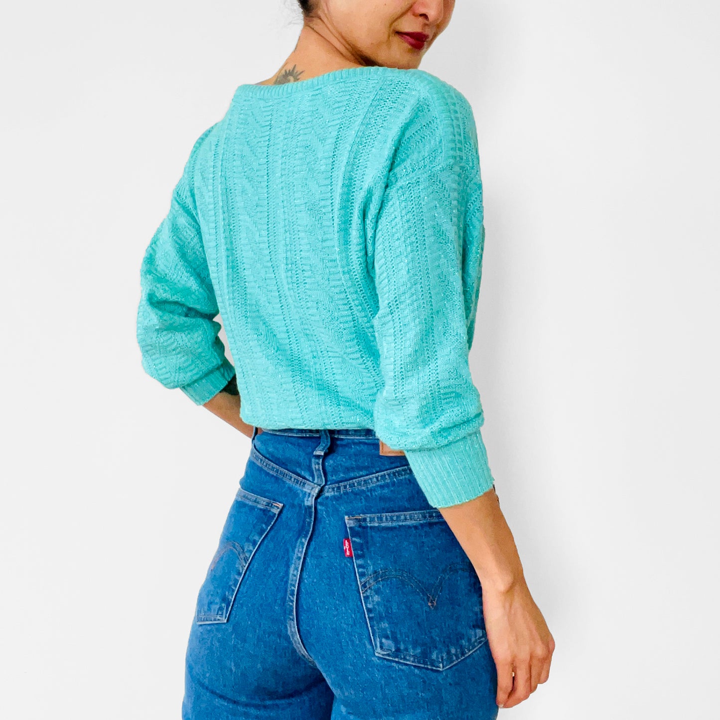 1980s Mint Green Lightweight Knit Pullover Sweater