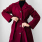 1970s Deep Wine Microfibre Faux Leather Belted Trench Coat - S/M