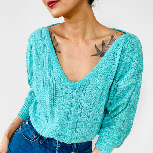 1980s Mint Green Lightweight Knit Pullover Sweater