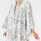 Chiffon White Silk-Crepe Floral Scenic Countryside Japanese Kimono Duster