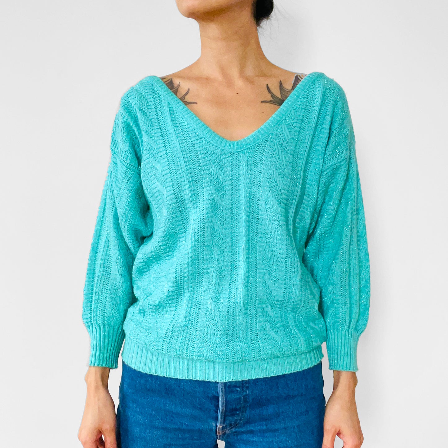 1980s Mint Green Lightweight Knit Pullover Sweater