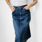 1980s Gitano Knee-Length Well-Worn Distressed Blue Jean Denim Skirt - Waist 28