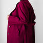 1970s Deep Wine Microfibre Faux Leather Belted Trench Coat - S/M
