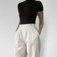 1980s Calvin Klein Cotton Linen High-Waisted Pleated Pinstripe Pants