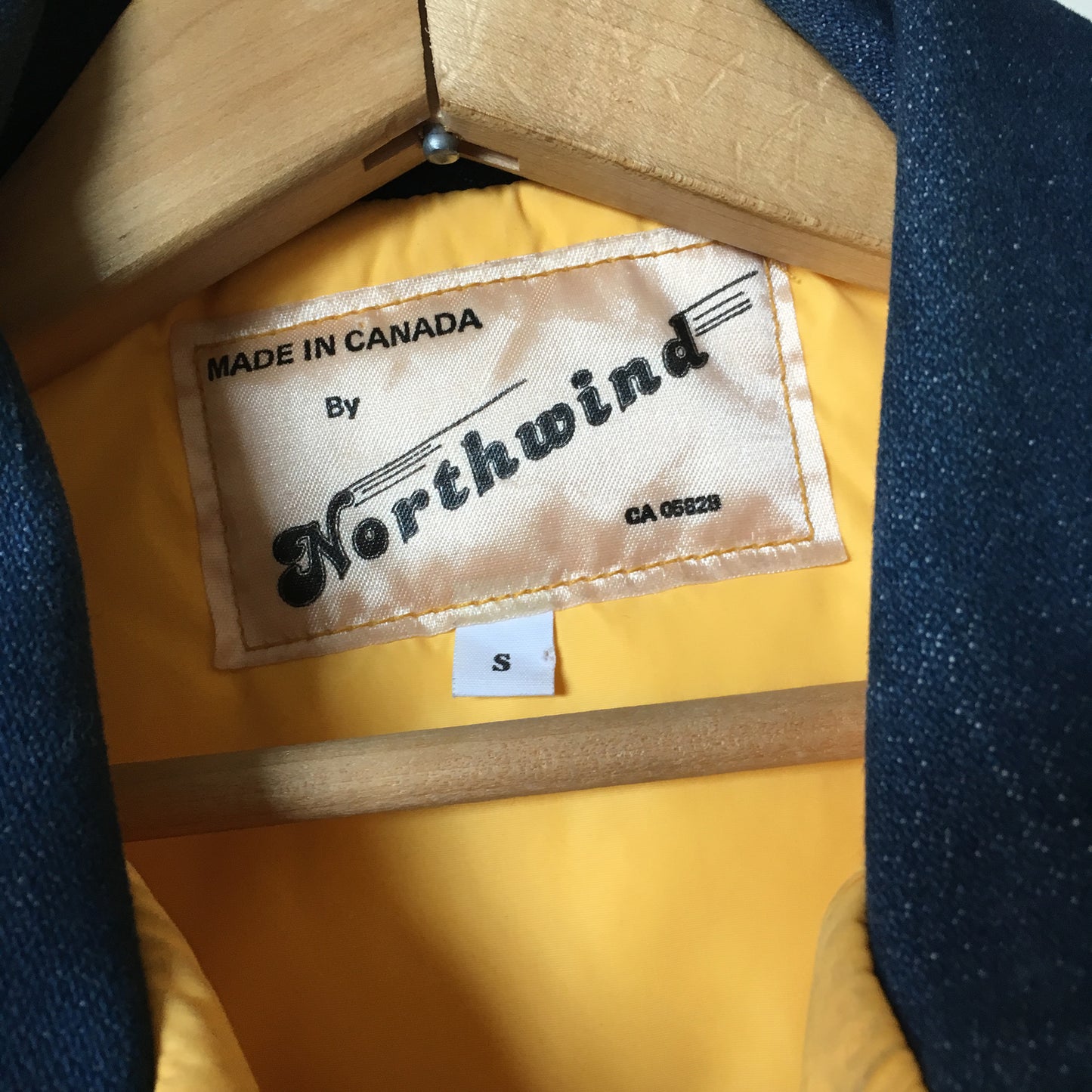 1970s Dark Denim Quilted Yellow Interior Zip Front Vest