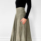 1980s Sage Green Faux-Suede Fit and Flare Skirt