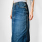 1980s Gitano Knee-Length Well-Worn Distressed Blue Jean Denim Skirt - Waist 28