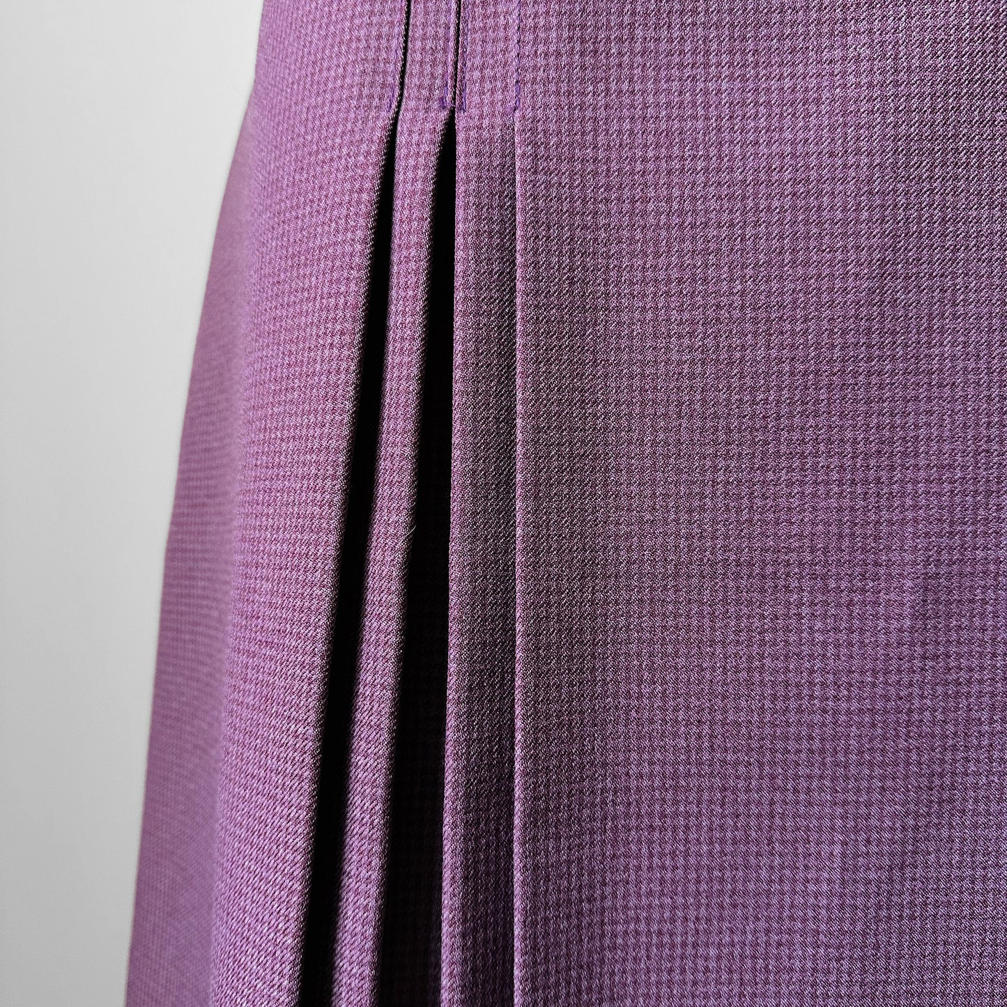 1960s Plum Purple Houndstooth Patterned A-Line Inverted Pleat Skirt - Waist 30