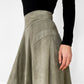 1980s Sage Green Faux-Suede Fit and Flare Skirt