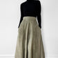 1980s Sage Green Faux-Suede Fit and Flare Skirt