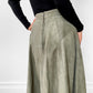 1980s Sage Green Faux-Suede Fit and Flare Skirt
