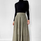 1980s Sage Green Faux-Suede Fit and Flare Skirt