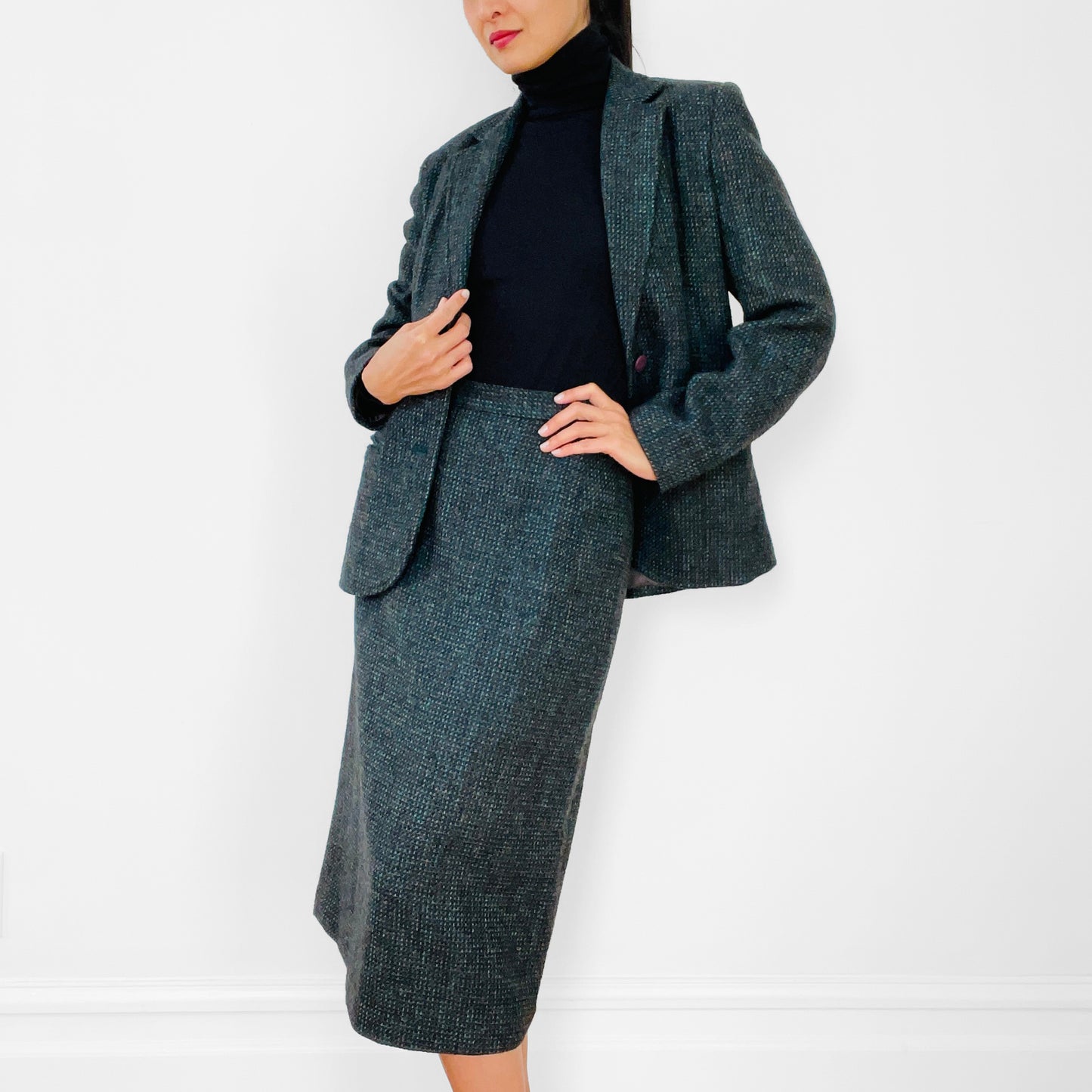 1970s Wool Twill Made in Canada Skirt and Jacket Set