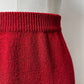 1990s Deep Red Woven Knit Elastic Waist Midi-Length Tube Skirt - Waist 29-34