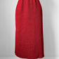 1990s Deep Red Woven Knit Elastic Waist Midi-Length Tube Skirt - Waist 29-34