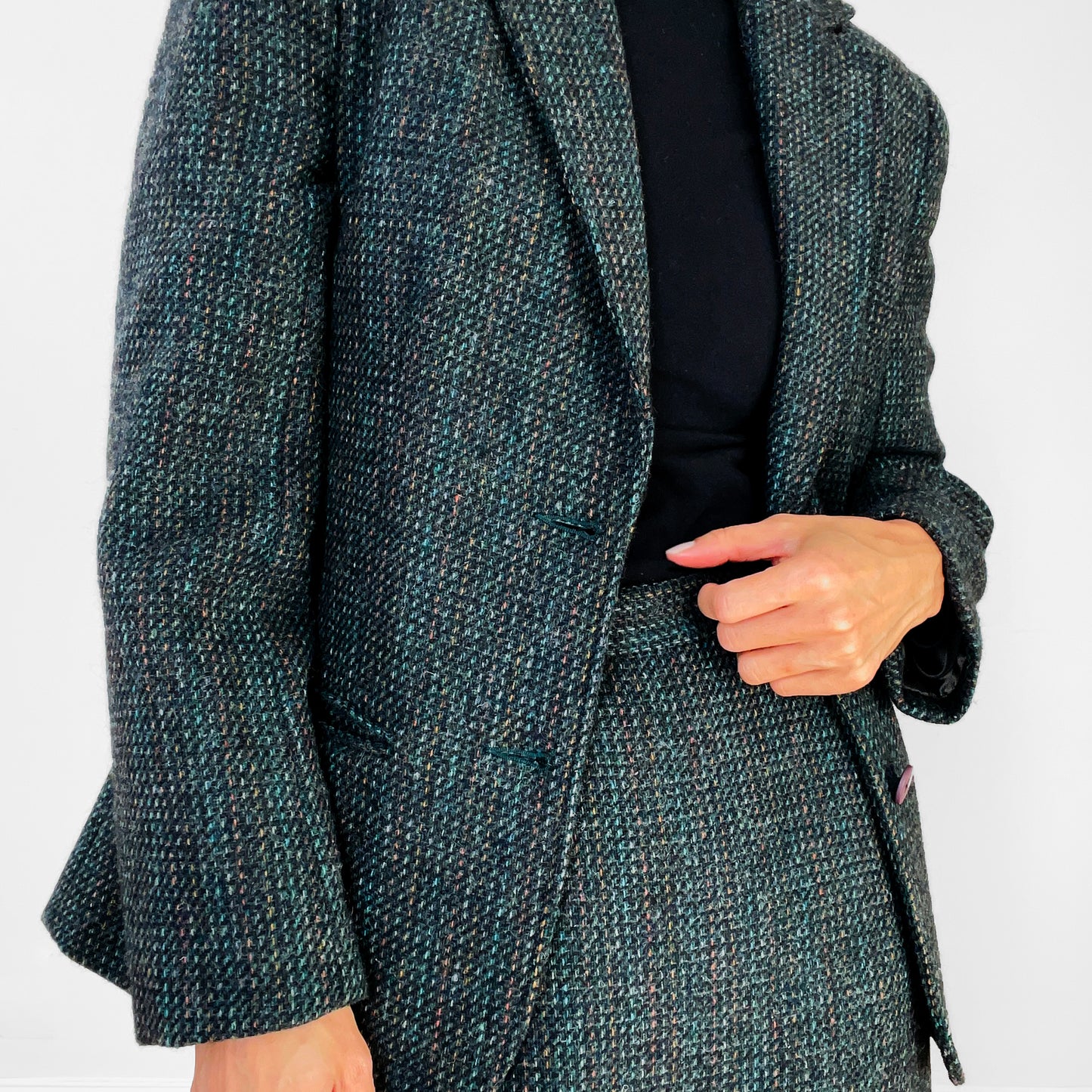 1970s Wool Twill Made in Canada Skirt and Jacket Set