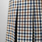 1970s-1980s Brown Navy Beige Gingham Inverted Pleat A-Line Virgin Wool Made in Canada Skirt - Waist 35