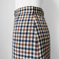1970s-1980s Brown Navy Beige Gingham Inverted Pleat A-Line Virgin Wool Made in Canada Skirt - Waist 35