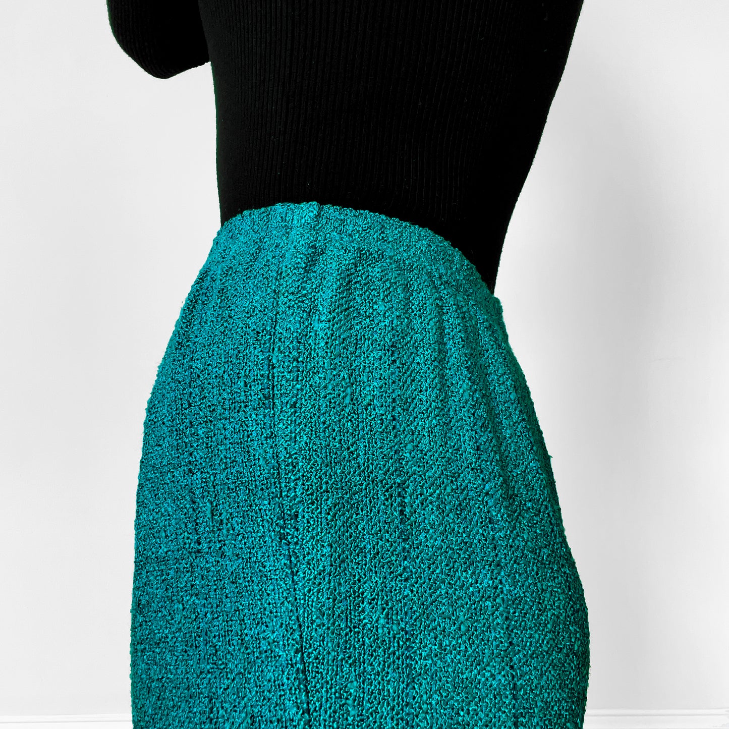 1970s-1980s Teal Knit Elastic-Waist Pants