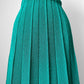 1970s Turquoise Green Woven Heavy Knit Pleated Elastic Waist Skirt - Waist 30.5-32