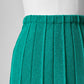 1970s Turquoise Green Woven Heavy Knit Pleated Elastic Waist Skirt - Waist 30.5-32