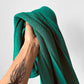 1970s Turquoise Green Woven Heavy Knit Pleated Elastic Waist Skirt - Waist 30.5-32