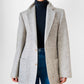 Beige Grey Wool Blended Lined Tweed Tailored Blazer Jacket - 32R / S-M