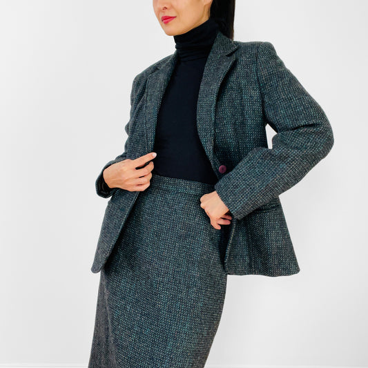 1970s Wool Twill Made in Canada Skirt and Jacket Set