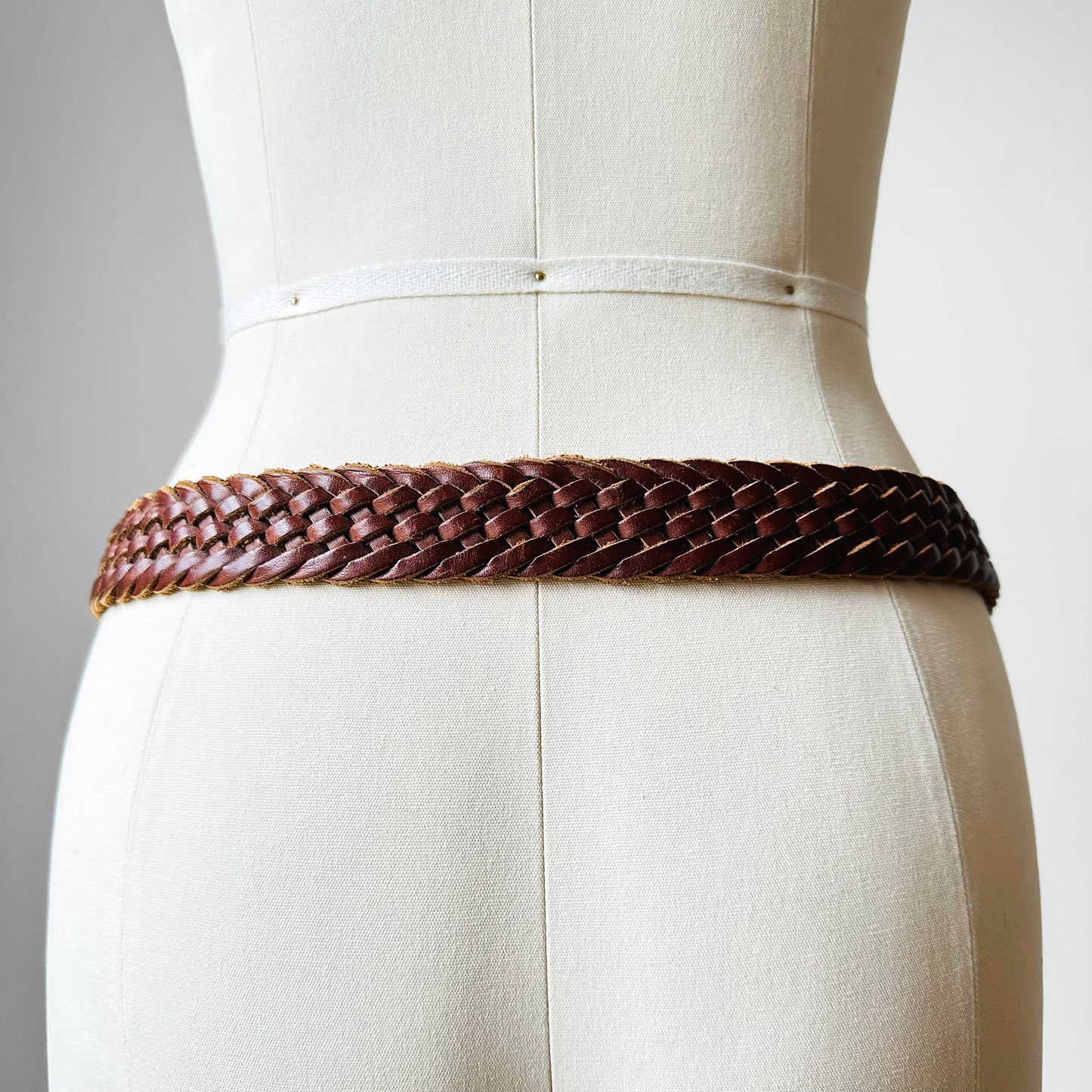 Auburn Brown Heavy Woven Braided Open Size Gold-Toned Buckle Belt - O/S